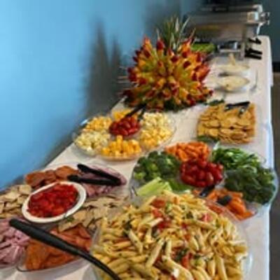 Catering deli spread set up for an event