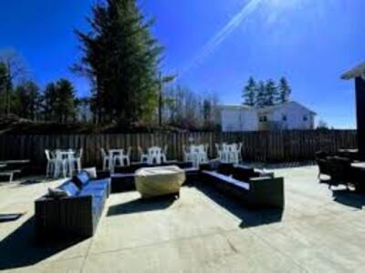 Patio seating area with fire pit